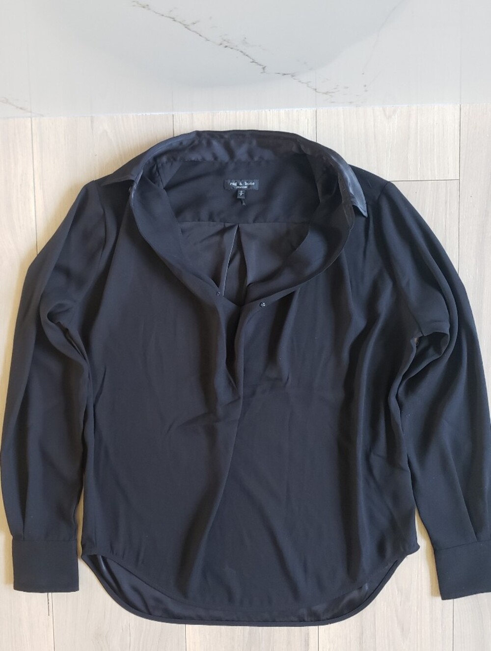 rag & bone Black Lined Top with Brand Tag